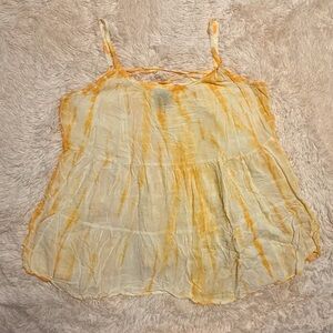 Torrid Yellow Tie-Dye Crinkle Tank Top Size 2 Rayon Spaghetti Strap